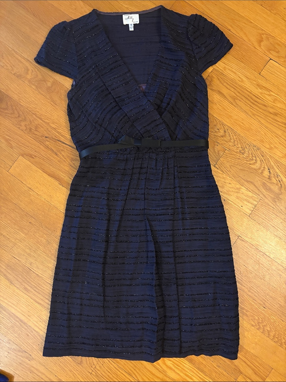 Milly Navy Short Sleeve Wrap Dress with Waist belt